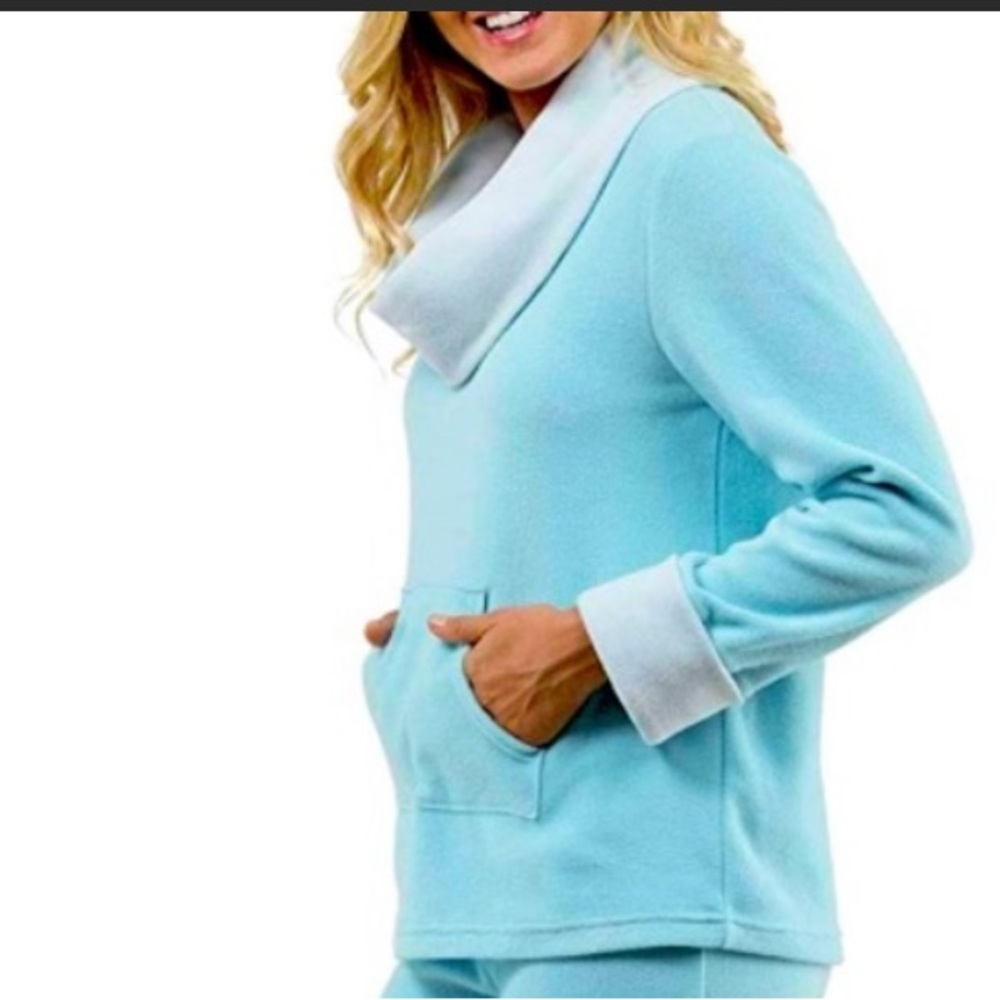 Pajamagram Teal Cowl Neck Fleece Sleep Shirt Top